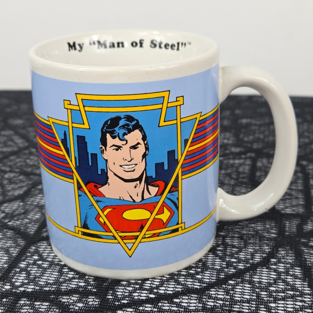 Vintage 1987 Superman Mug DC Comics Enesco My Man of Steel Blue Ceramic Cup